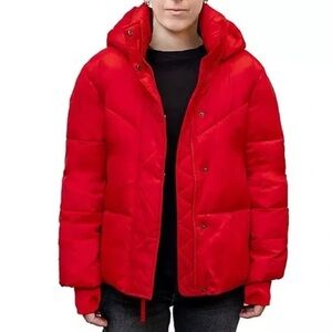 BCBGeneration Women's Red Puffer Quilted Jacket Coat size Large